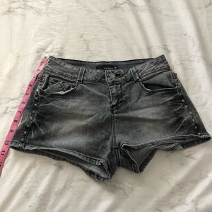 Grey wash studded shorts